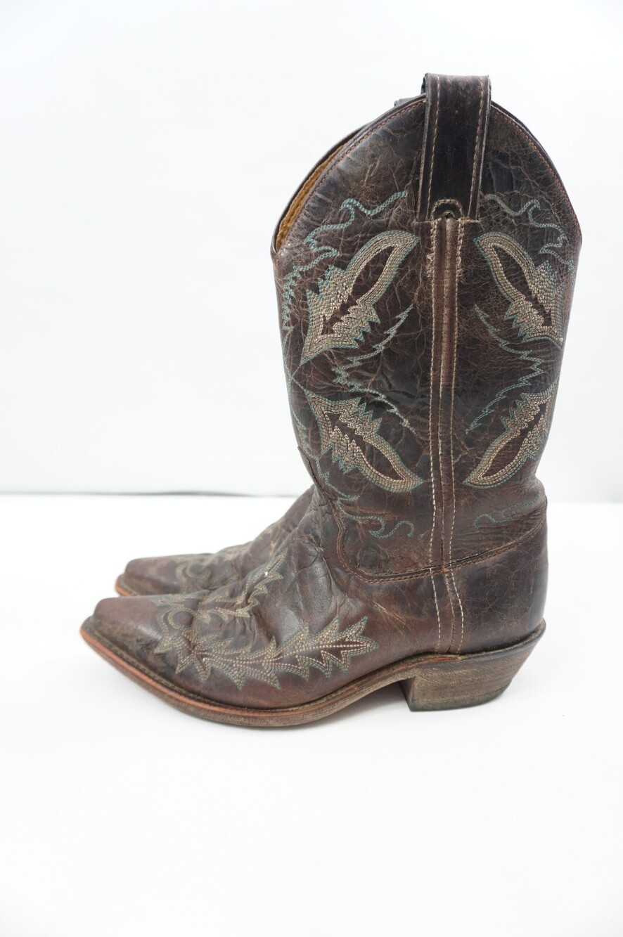 Justin Bent Rail Women 7.5 B Brown Leather Cowboy Boots BRL106 USA
